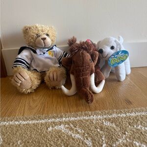 Plush Toy Set - Teddy Bear NWOT, Mammoth NWT, and Dog NWT
